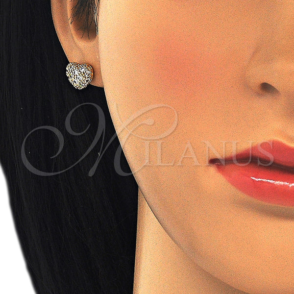 Gold Filled Ring — Stud Earring Heart Design with White Cubic Zirconia — alternate product view — SKU 126031 | Oro Laminado anillo — Stud Earring corazón diseño with blanco Cubic Zirconia — SKU 126031