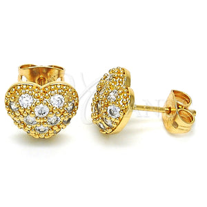 Gold Filled Ring — Stud Earring Heart Design with White Cubic Zirconia — main product view — SKU 126031 | Oro Laminado anillo — Stud Earring corazón diseño with blanco Cubic Zirconia — SKU 126031
