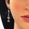 Oro Laminado Long Earring, Gold Filled Style Baguette Design, with White Cubic Zirconia, Polished, Golden Finish, 02.323.0065