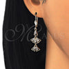 Oro Laminado Long Earring, Gold Filled Style Baguette Design, with White Cubic Zirconia, Polished, Golden Finish, 02.323.0065
