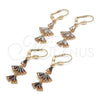 Oro Laminado Long Earring, Gold Filled Style Baguette Design, with White Cubic Zirconia, Polished, Golden Finish, 02.323.0065