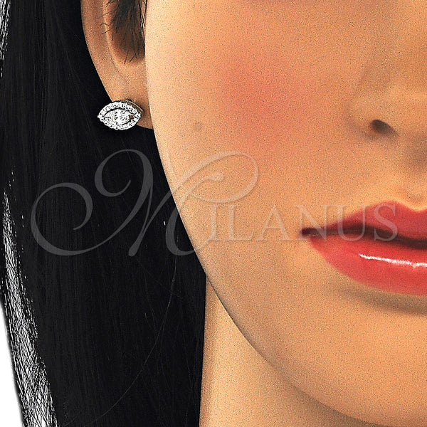 Sterling Silver Ring — Stud Earring with White Cubic Zirconia Polished 02. — main product view — SKU 126076 | Plata 925 anillo — Stud Earring with blanco Cubic Zirconia pulido 02. — SKU 126076