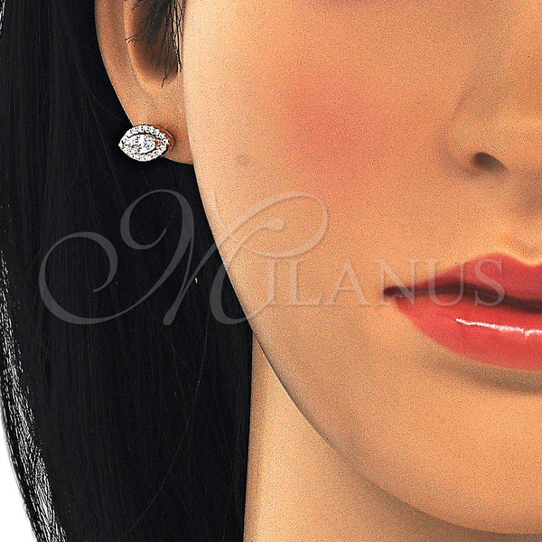 Sterling Silver Ring — Stud Earring with White Cubic Zirconia Polished Rose — alternate product view — SKU 126077 | Plata 925 anillo — Stud Earring with blanco Cubic Zirconia pulido Rose — SKU 126077