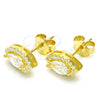 Sterling Silver Stud Earring, with White Cubic Zirconia, Polished, Golden Finish, 02.286.0022.2