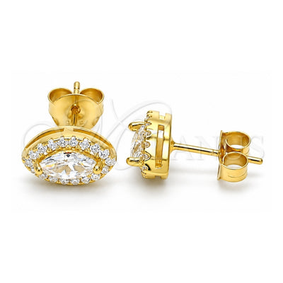 Sterling Silver Stud Earring, with White Cubic Zirconia, Polished, Golden Finish, 02.286.0022.2