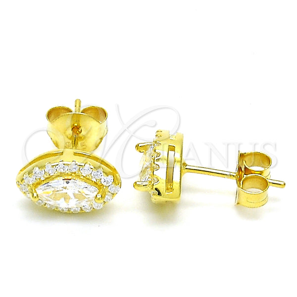 Sterling Silver Ring — Stud Earring with White Cubic Zirconia Polished 02. — main product view — SKU 126078 | Plata 925 anillo — Stud Earring with blanco Cubic Zirconia pulido 02. — SKU 126078