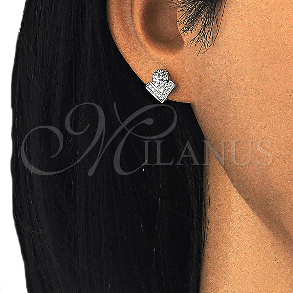 Sterling Silver Ring — Stud Earring with White Micro Pave Polished 02. — alternate product view — SKU 126085 | Plata 925 anillo — Stud Earring with blanco Micro Pave pulido 02. — SKU 126085