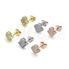Sterling Silver Stud Earring, with White Micro Pave, Polished, Rhodium Finish, 02.286.0025