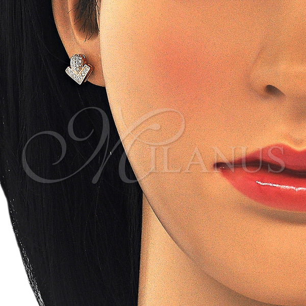 Sterling Silver Ring — Stud Earring with White Micro Pave Polished Rose — alternate product view — SKU 126086 | Plata 925 anillo — Stud Earring with blanco Micro Pave pulido Rose — SKU 126086