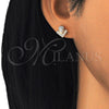 Sterling Silver Stud Earring, with White Micro Pave, Polished, Rose Gold Finish, 02.286.0025.1