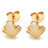 Sterling Silver Stud Earring, with White Micro Pave, Polished, Rose Gold Finish, 02.286.0025.1