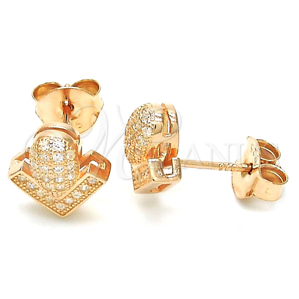 Sterling Silver Ring — Stud Earring with White Micro Pave Polished Rose — main product view — SKU 126086 | Plata 925 anillo — Stud Earring with blanco Micro Pave pulido Rose — SKU 126086