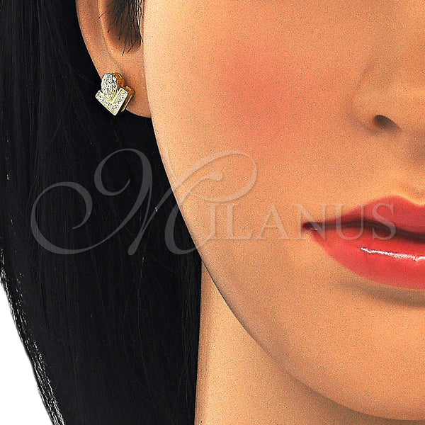 Sterling Silver Ring — Stud Earring with White Micro Pave Polished 02. — alternate product view — SKU 126087 | Plata 925 anillo — Stud Earring with blanco Micro Pave pulido 02. — SKU 126087