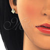 Sterling Silver Stud Earring, with White Micro Pave, Polished, Golden Finish, 02.286.0025.2