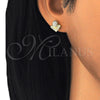 Sterling Silver Stud Earring, with White Micro Pave, Polished, Golden Finish, 02.286.0025.2