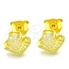 Sterling Silver Stud Earring, with White Micro Pave, Polished, Golden Finish, 02.286.0025.2