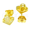 Sterling Silver Stud Earring, with White Micro Pave, Polished, Golden Finish, 02.286.0025.2