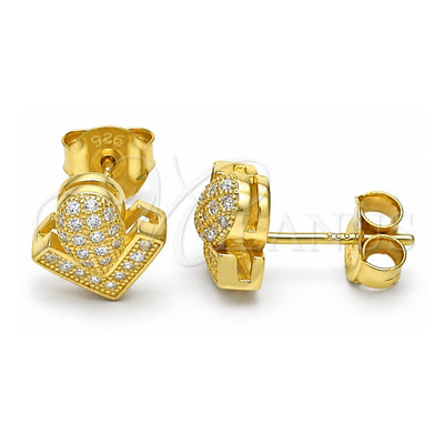 Sterling Silver Stud Earring, with White Micro Pave, Polished, Golden Finish, 02.286.0025.2