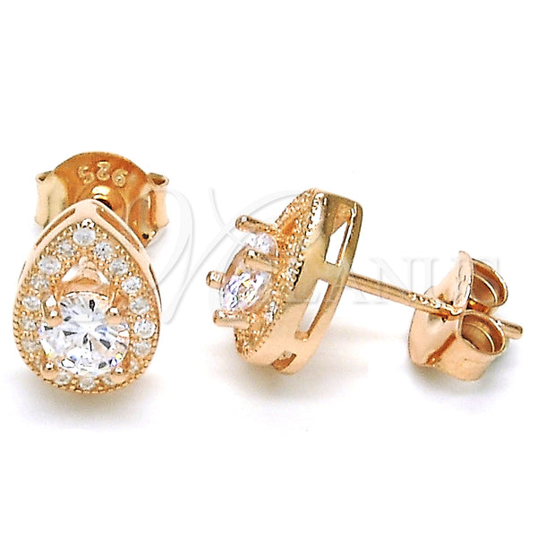 Sterling Silver Ring — Stud Earring Teardrop Design with White Cubic Zirconia — main product view — SKU 126092 | Plata 925 anillo — Stud Earring Teardrop diseño with blanco Cubic Zirconia — SKU 126092