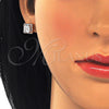 Sterling Silver Stud Earring, with White Cubic Zirconia and White Crystal, Polished, Rose Gold Finish, 02.286.0030.1