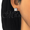 Sterling Silver Stud Earring, with White Cubic Zirconia and White Crystal, Polished, Rose Gold Finish, 02.286.0030.1