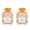 Sterling Silver Stud Earring, with White Cubic Zirconia and White Crystal, Polished, Rose Gold Finish, 02.286.0030.1