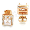 Sterling Silver Stud Earring, with White Cubic Zirconia and White Crystal, Polished, Rose Gold Finish, 02.286.0030.1