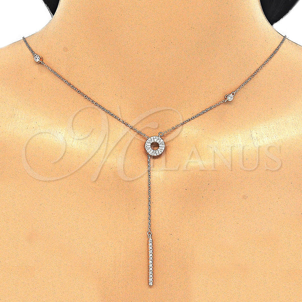 Sterling Silver Necklace — Fancy Necklace with White Cubic Zirconia Polished Rose — alternate product view — SKU 126113 | Plata 925 collar — elegante Necklace with blanco Cubic Zirconia pulido Rose — SKU 126113
