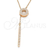 Sterling Silver Fancy Necklace, with White Cubic Zirconia, Polished, Rose Gold Finish, 04.286.0004.1.16 (01 MM Thickness, 16 Inches Length)