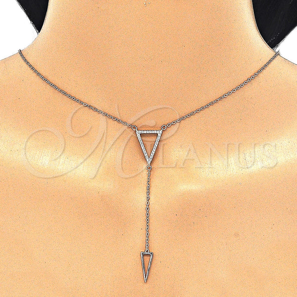Sterling Silver Necklace — Fancy Necklace with White Micro Pave Polished Rose — alternate product view — SKU 126116 | Plata 925 collar — elegante Necklace with blanco Micro Pave pulido Rose — SKU 126116