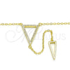 Sterling Silver Fancy Necklace, with White Micro Pave, Polished, Golden Finish, 04.286.0005.2.16 (01 MM Thickness, 16 Inches Length)