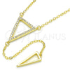 Sterling Silver Fancy Necklace, with White Micro Pave, Polished, Golden Finish, 04.286.0005.2.16 (01 MM Thickness, 16 Inches Length)