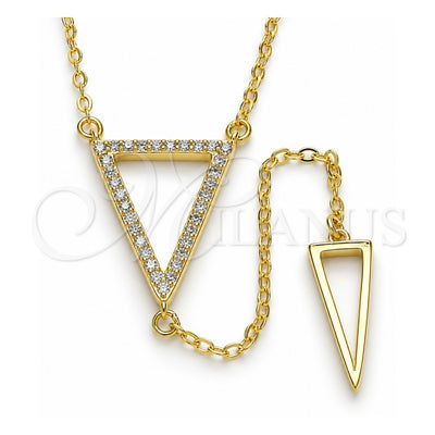 Sterling Silver Fancy Necklace, with White Micro Pave, Polished, Golden Finish, 04.286.0005.2.16 (01 MM Thickness, 16 Inches Length)