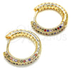 Oro Laminado Huggie Hoop, Gold Filled Style with Multicolor Micro Pave, Polished, Golden Finish, 02.264.0006.2.20