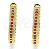 Oro Laminado Huggie Hoop, Gold Filled Style with Garnet and White Micro Pave, Polished, Golden Finish, 02.264.0006.3.20