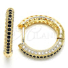 Oro Laminado Huggie Hoop, Gold Filled Style with Black and White Micro Pave, Polished, Golden Finish, 02.264.0006.4.20