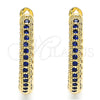 Oro Laminado Huggie Hoop, Gold Filled Style with Sapphire Blue and White Micro Pave, Polished, Golden Finish, 02.264.0006.5.20