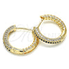 Oro Laminado Huggie Hoop, Gold Filled Style with Sapphire Blue and White Micro Pave, Polished, Golden Finish, 02.264.0006.5.20