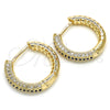 Oro Laminado Huggie Hoop, Gold Filled Style with Sapphire Blue and White Micro Pave, Polished, Golden Finish, 02.264.0006.5.20