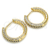 Oro Laminado Huggie Hoop, Gold Filled Style with Sapphire Blue and White Micro Pave, Polished, Golden Finish, 02.264.0006.5.20