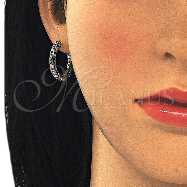 White Gold Filled Hoop Earrings — Huggie Hoop with Multicolor Micro Pave Polished 02. — alternate product view — SKU 126125 | Oro Laminado Blanco aretes de aro — Huggie Hoop with Multicolor Micro Pave pulido 02. — SKU 126125