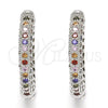 Rhodium Gold Filled Huggie Hoop, with Multicolor Micro Pave, Polished, Rhodium Finish, 02.264.0006.6.20