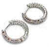 Rhodium Gold Filled Huggie Hoop, with Multicolor Micro Pave, Polished, Rhodium Finish, 02.264.0006.6.20