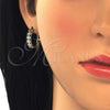 Oro Laminado Huggie Hoop, Gold Filled Style with Black and White Cubic Zirconia, Polished, Golden Finish, 02.266.0029.2.20
