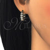 Oro Laminado Huggie Hoop, Gold Filled Style with Black and White Cubic Zirconia, Polished, Golden Finish, 02.266.0029.2.20
