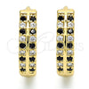 Oro Laminado Huggie Hoop, Gold Filled Style with Black and White Cubic Zirconia, Polished, Golden Finish, 02.266.0029.2.20