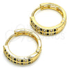 Oro Laminado Huggie Hoop, Gold Filled Style with Black and White Cubic Zirconia, Polished, Golden Finish, 02.266.0029.2.20