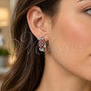 White Gold Filled Huggie Hoop, with Garnet and White Cubic Zirconia, Polished, Rhodium Finish, 02.266.0005.2.15
