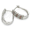 Rhodium Gold Filled Huggie Hoop, with Garnet and White Cubic Zirconia, Polished, Rhodium Finish, 02.266.0005.2.15