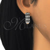 Rhodium Gold Filled Huggie Hoop, with Black and White Cubic Zirconia, Polished, Rhodium Finish, 02.266.0005.3.15